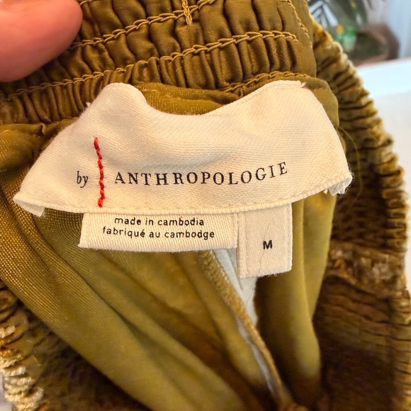 Anthropologie Olive Green Crushed Velvet Jogger Pants - Picture 7 of 7